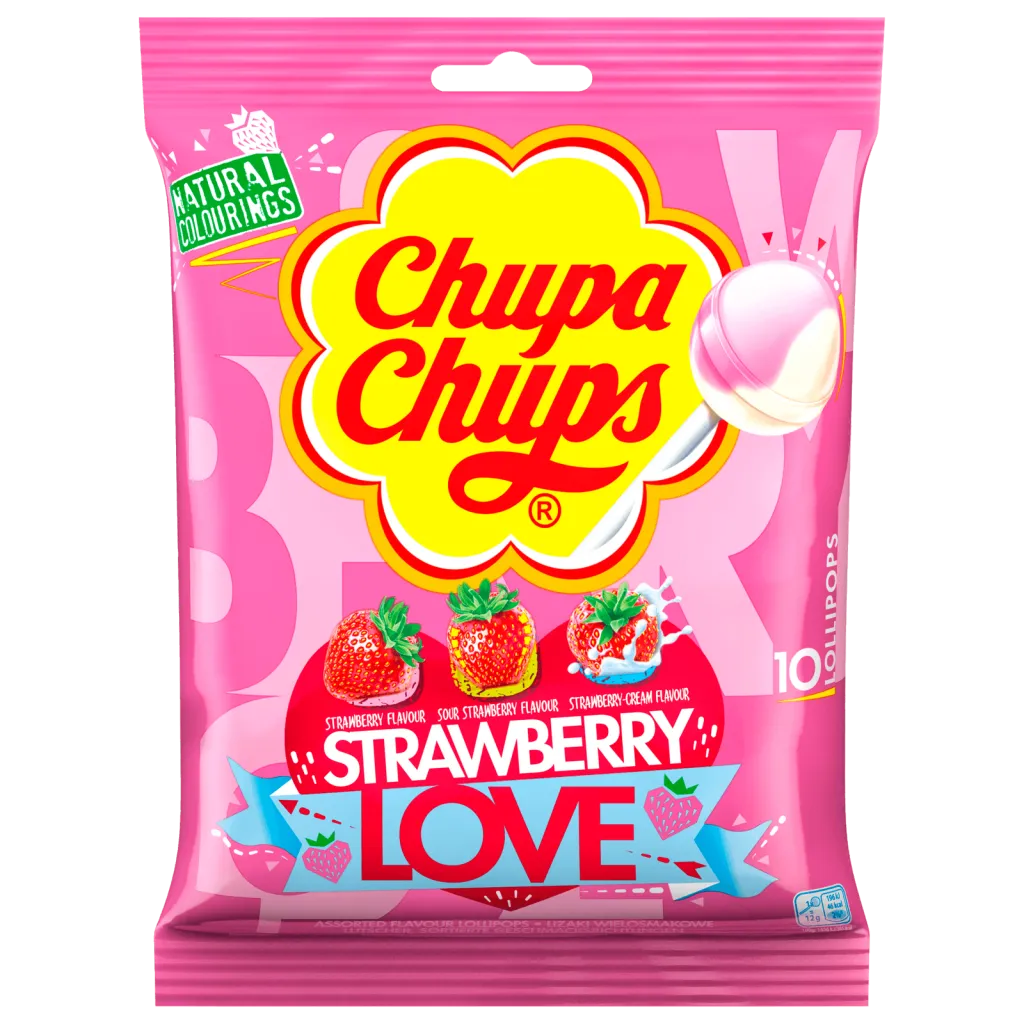 Chupa Chups Strawberry Love Lollipops (12x120g)