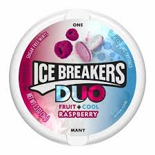 Ice Breakers Duo Raspberry – Fruit & Cool Bonbons in runder Dose.
