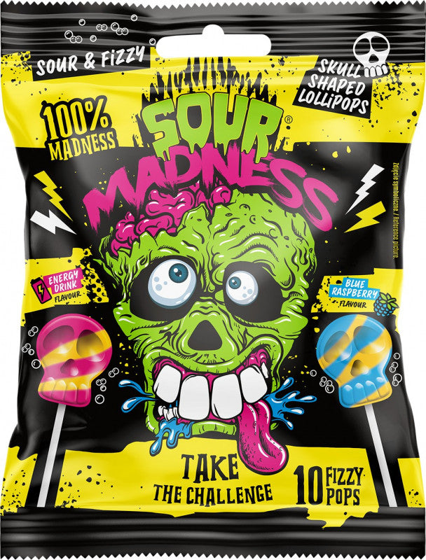 Sour Madness Multibag Skulled Lollipops (12x90g)